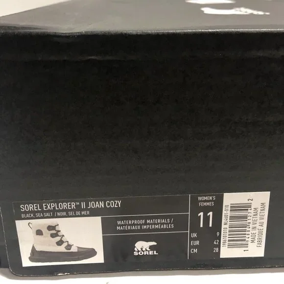 Sorel Women's Explorer II Joan Cozy Winter Boots White/Black, Size 11M